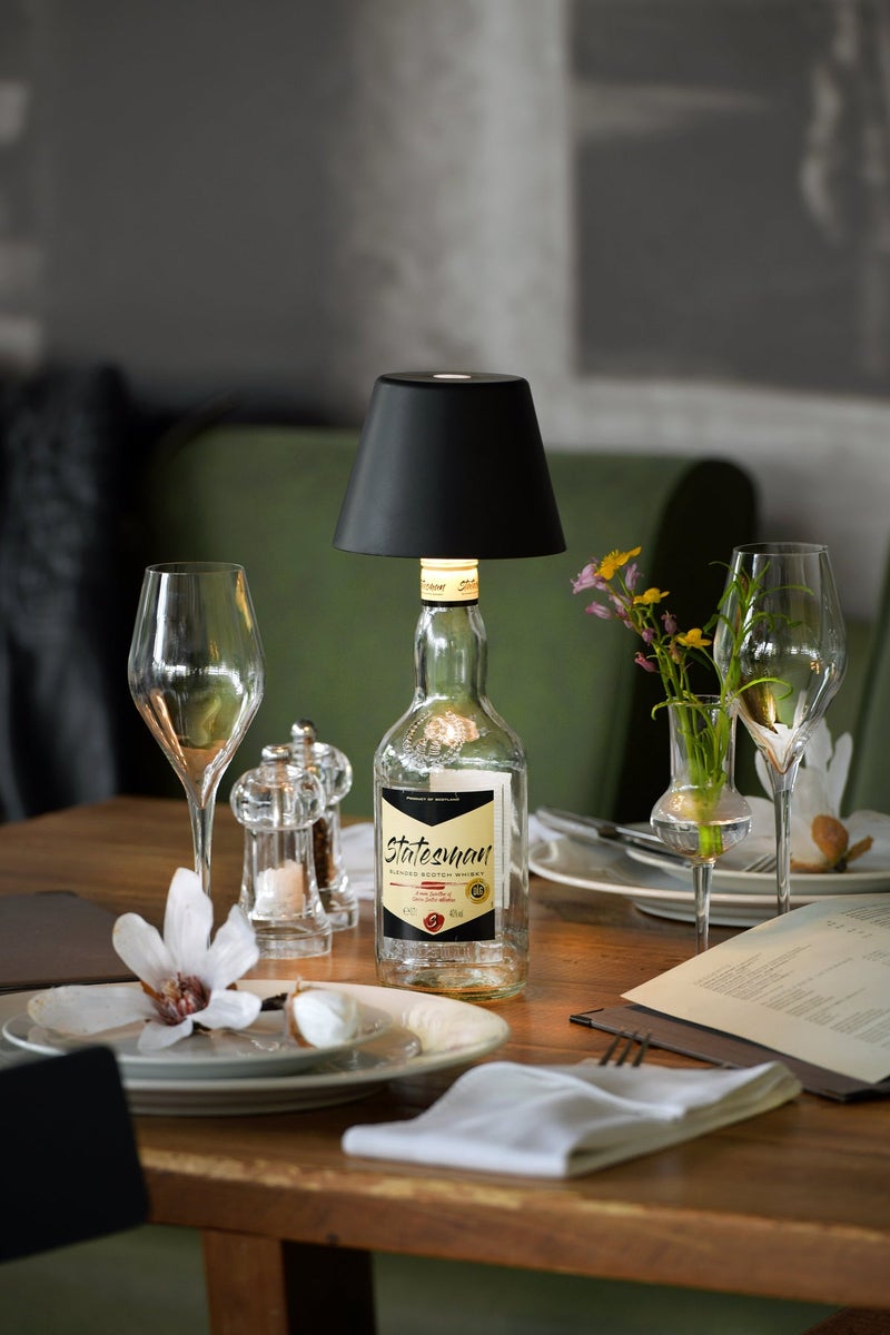 Sompex Top 2.0 Bottle Table Lamp Matte Finish | Stylish Rechargeable LED Lamp | Modern, Wireless & Portable Design | Perfect for Indoor & Outdoor | Adjustable light settings | 12.5x11 cm - Black - Image 5